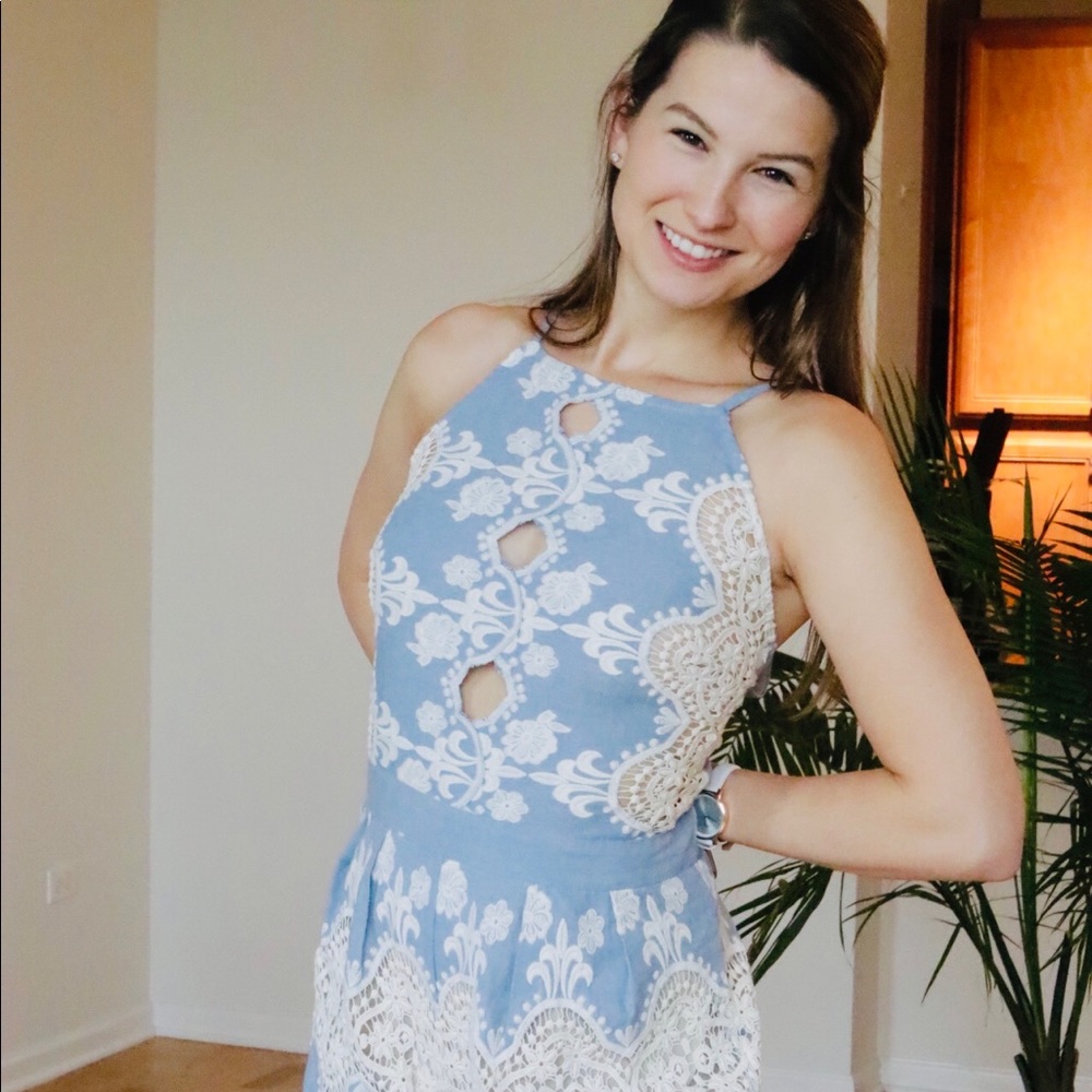 Denim and Lace Romper